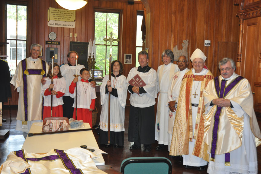 the altar party for the funeral in the sacristy before the liturgy